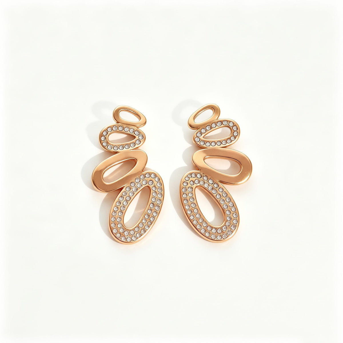 Agathe Pavé Oval Gold Earrings - Joie d’Or