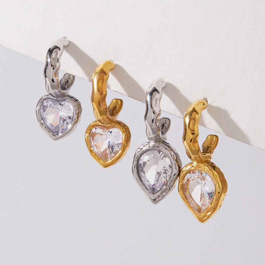 Amandine Hammered Heart Gold Earrings