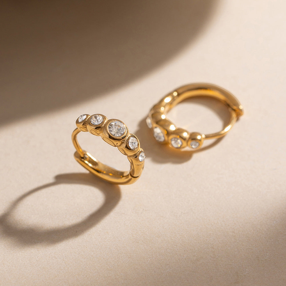 Anaïs Crystal Huggie Gold Earrings