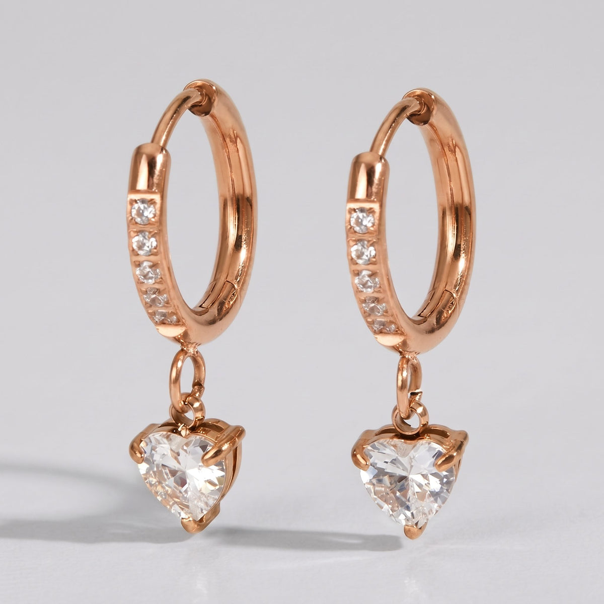 Aurélie Crystal Heart Gold Earrings - Joie d’Or