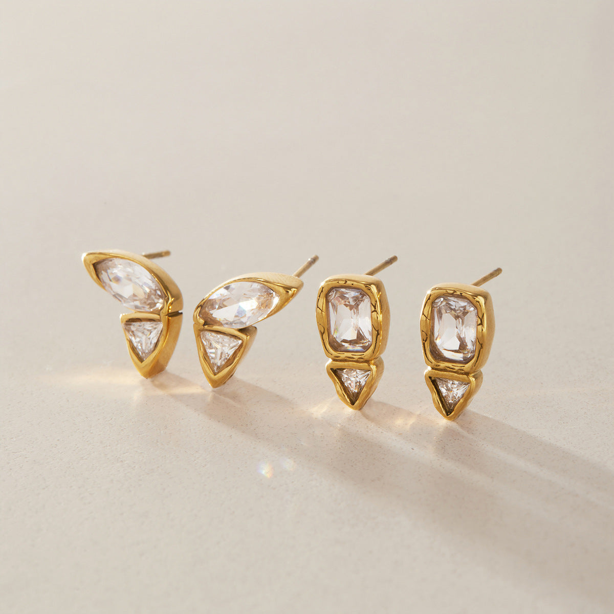 Aurore Crystal Wing Gold Earrings