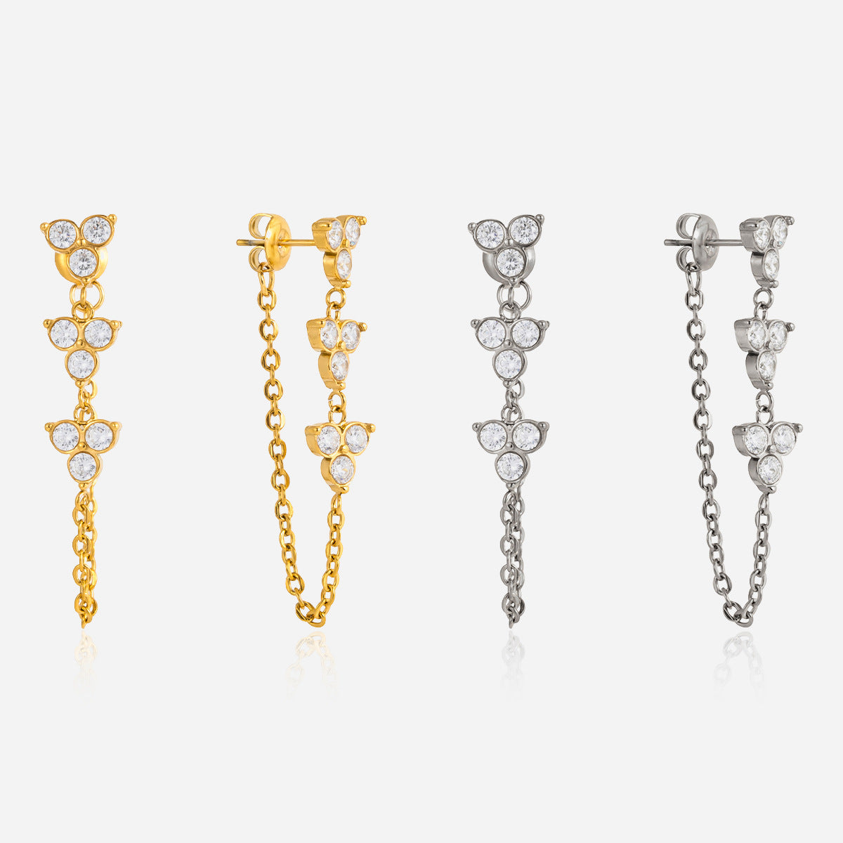Bettina Crystal Cascade Silver Earrings