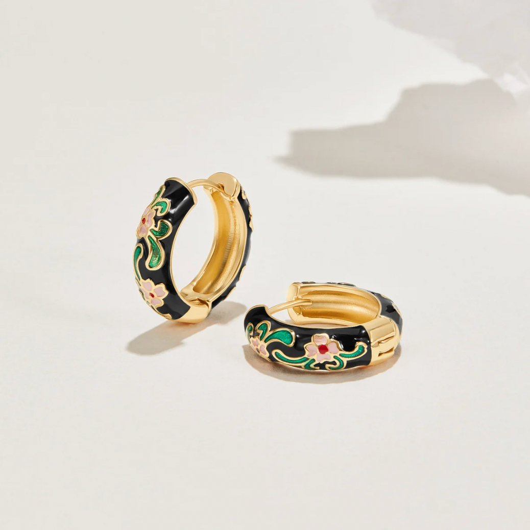 Manon Black Enamel Earrings
