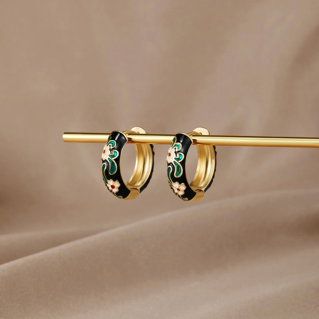 Manon Black Enamel Earrings