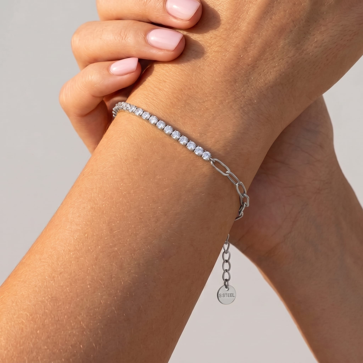 Chiara Tennis & Paperclip Silver Bracelet - Joie d’Or