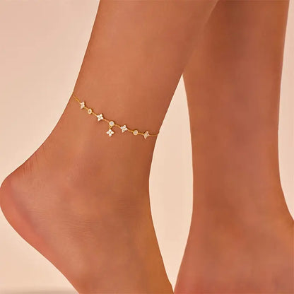 Elodie Crystal Clover Anklet