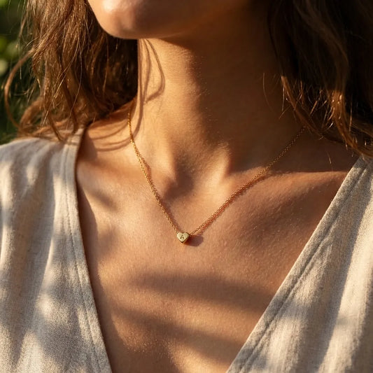 Heart Initial Gold Necklace - Joie d’Or