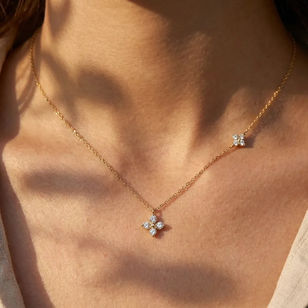Mia Double Clover Crystal Necklace - Joie d’Or