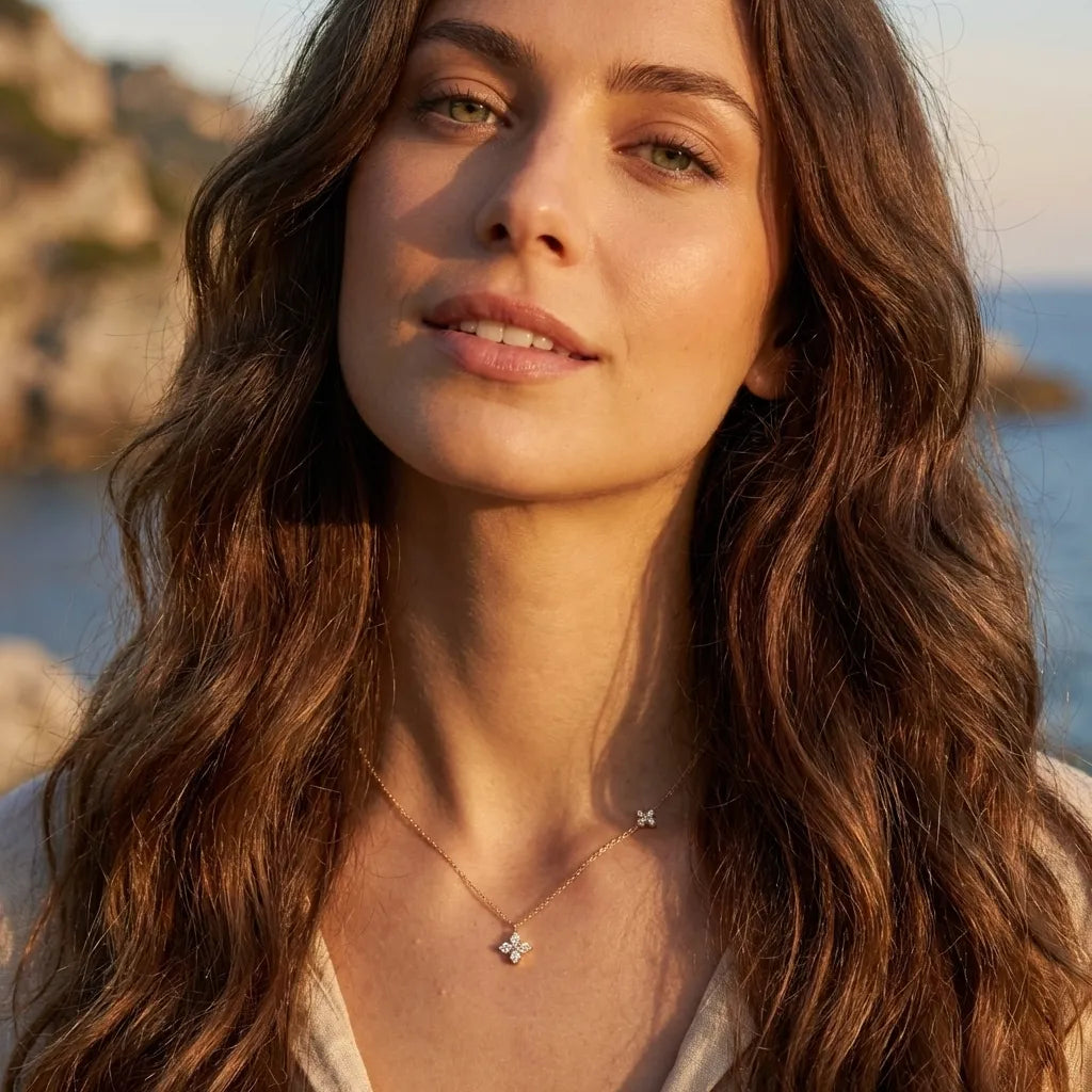 Mia Double Clover Crystal Necklace - Joie d’Or