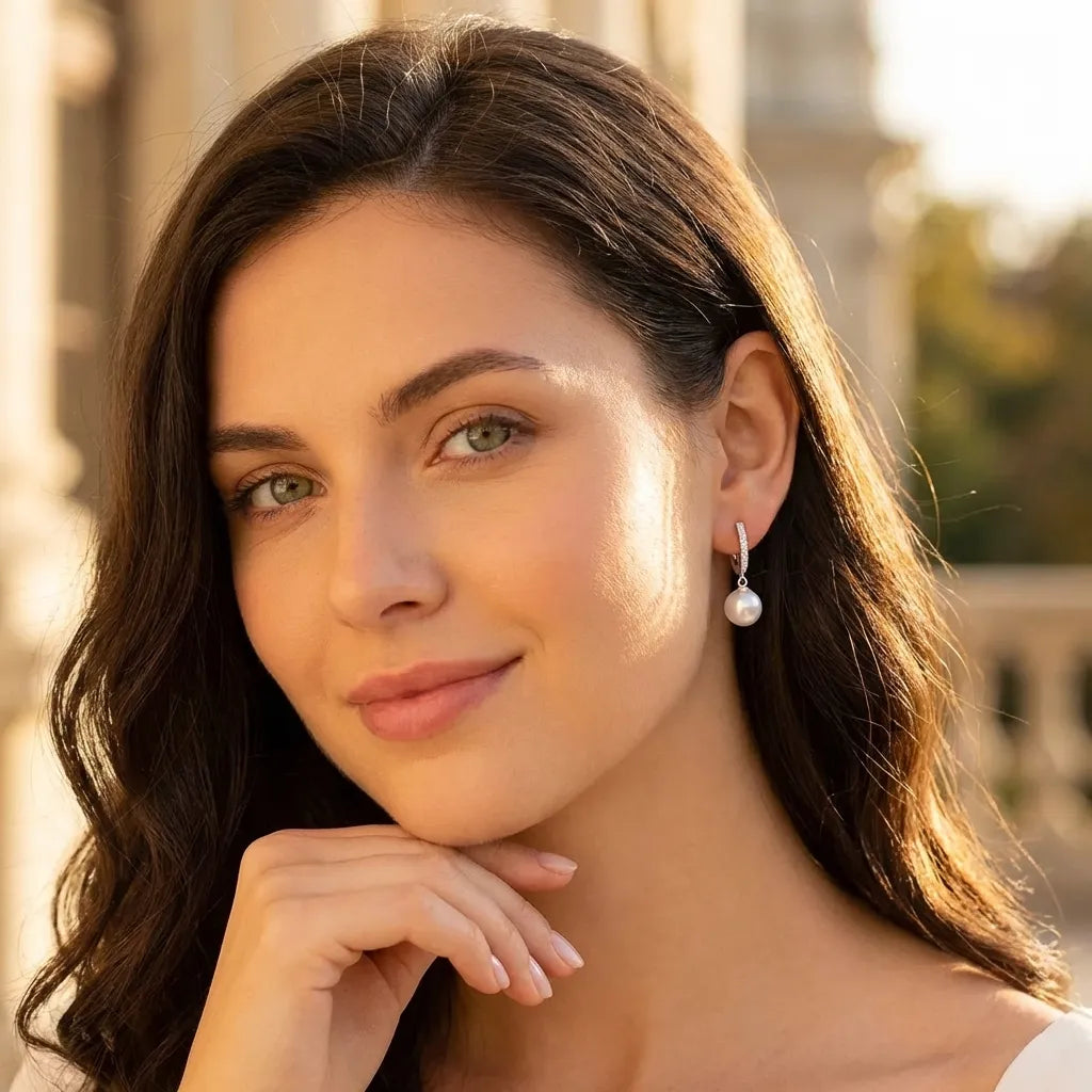 Anaïs Pavé Pearl Earrings - Joie d’Or