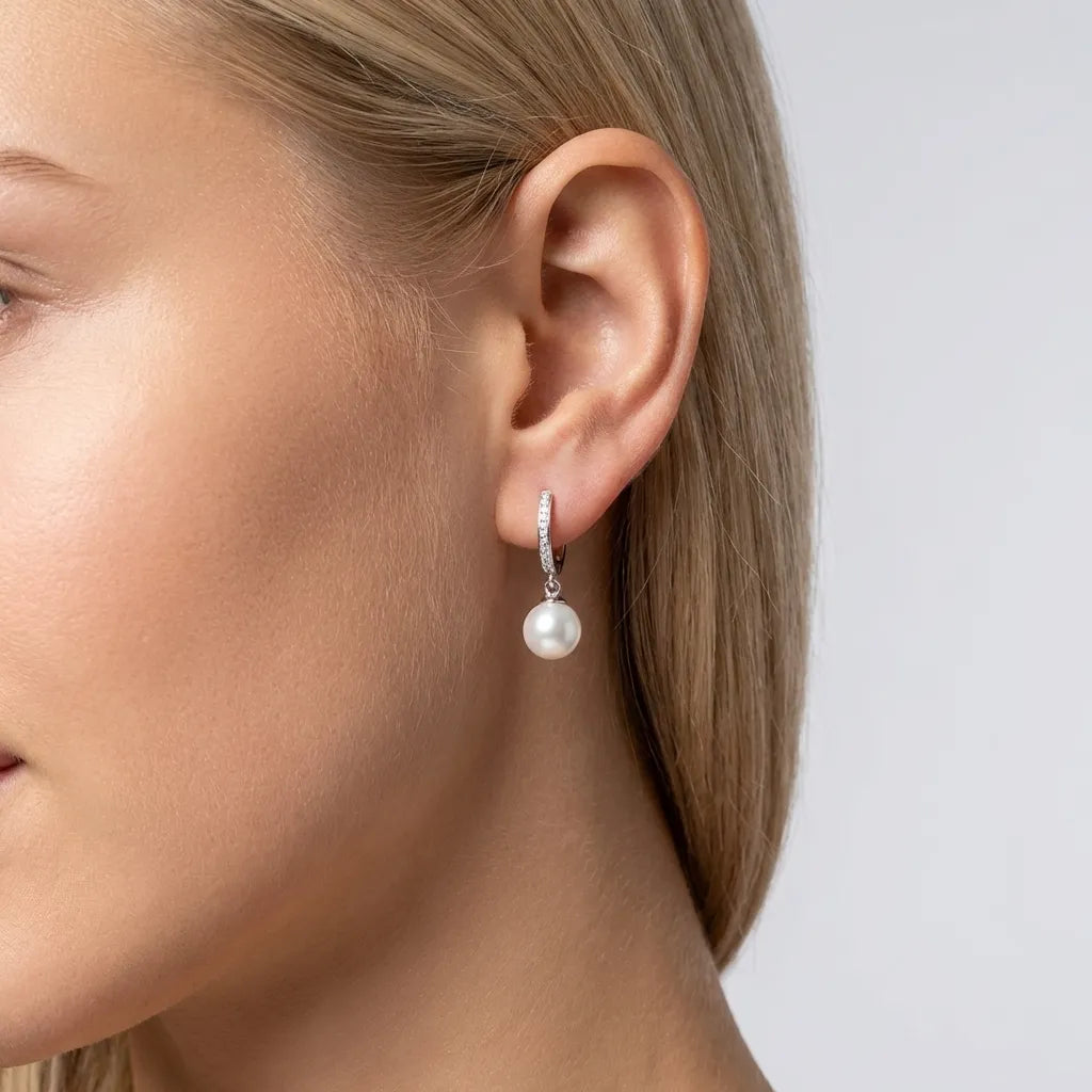 Anaïs Pavé Pearl Earrings - Joie d’Or