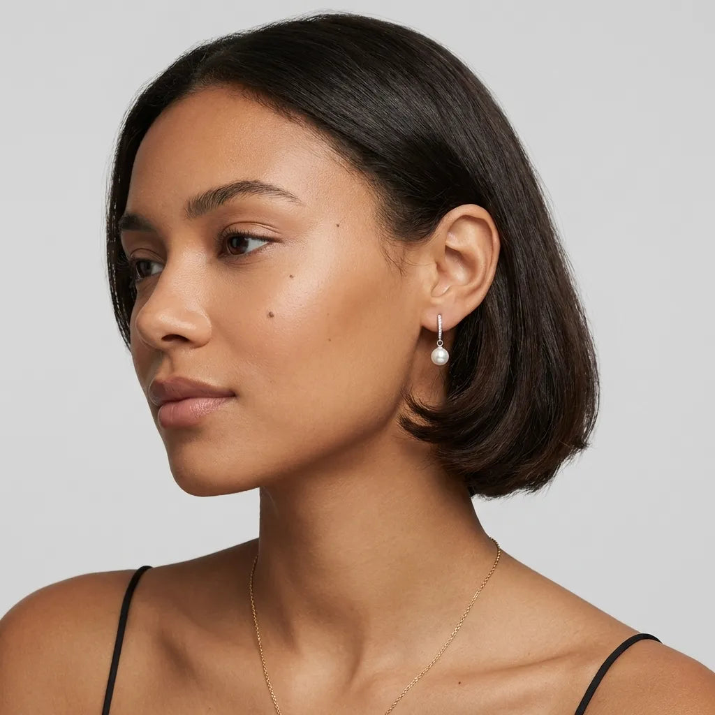 Anaïs Pavé Pearl Earrings - Joie d’Or
