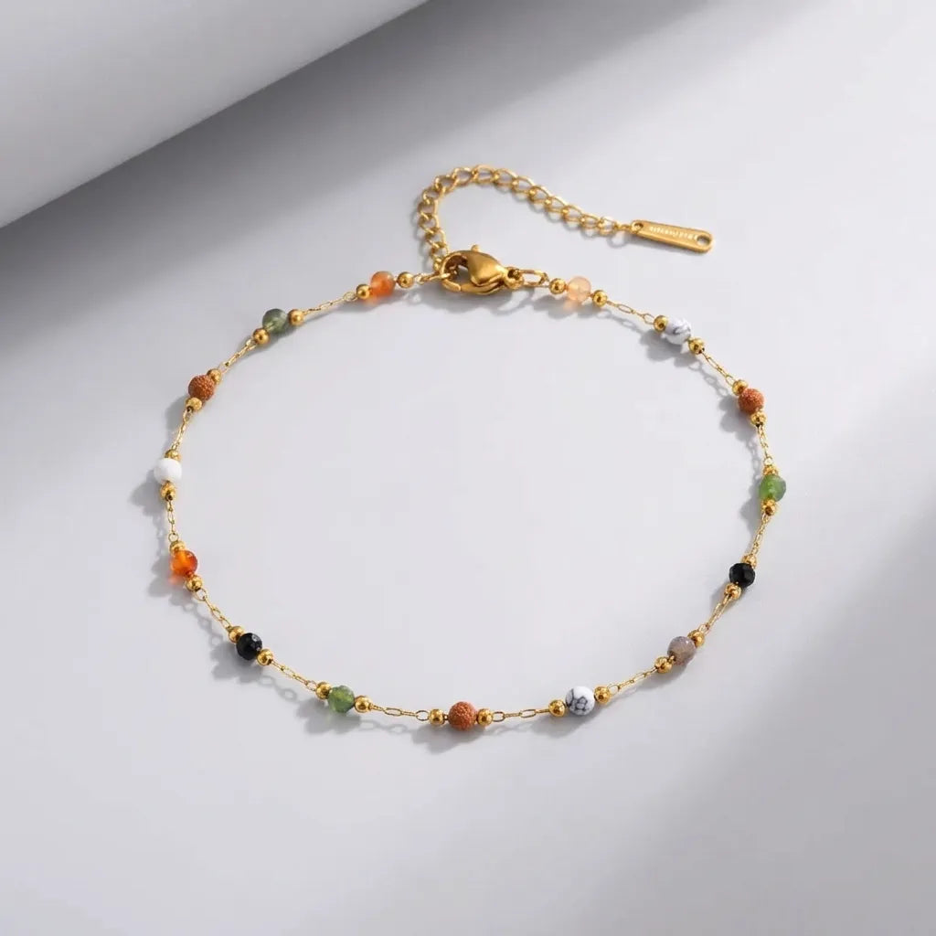 Aurélie Color Bead Anklet - Joie d’Or