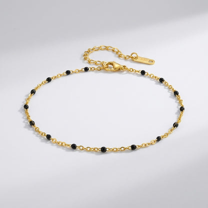 Capri Black Beads Anklet - Joie d’Or