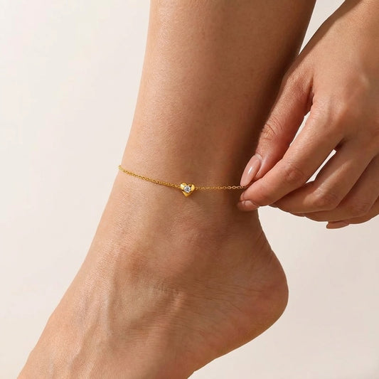 Amélie Heart Anklet - Joie d’Or