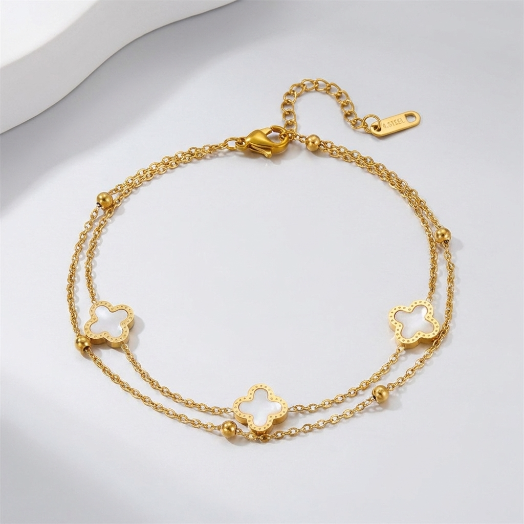 Olivia Clover Gold Anklet - Joie d’Or