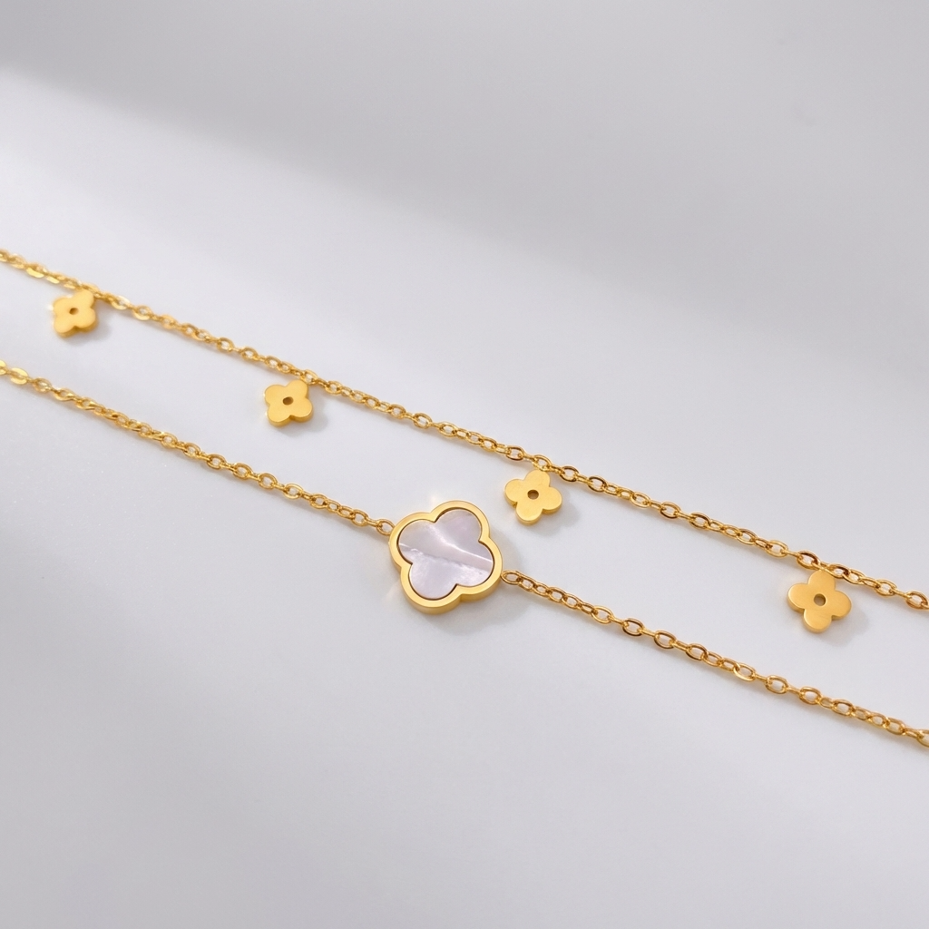 Léa Gold Clover Anklet - Joie d’Or