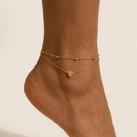 Silvia Gold Heart Anklet (Copy) - Joie d’Or