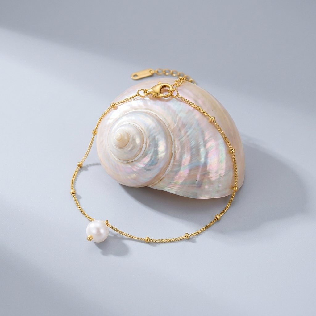 Léa Dainty Pearl Drop Bracelet - Joie d’Or