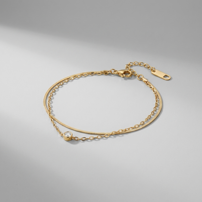 Amélie Crystal Double-Chain Bracelet - Joie d’Or