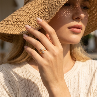 Lydia Crystal Flowers Ring - Joie d’Or