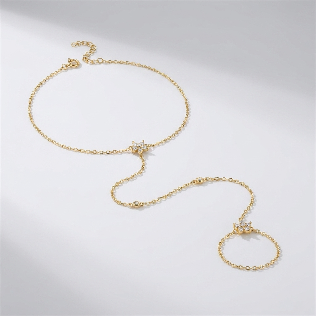 Amélie Crystal Flowers Chain Bracelet - Joie d’Or