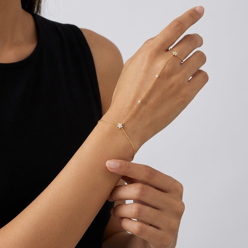Amélie Crystal Flowers Chain Bracelet - Joie d’Or