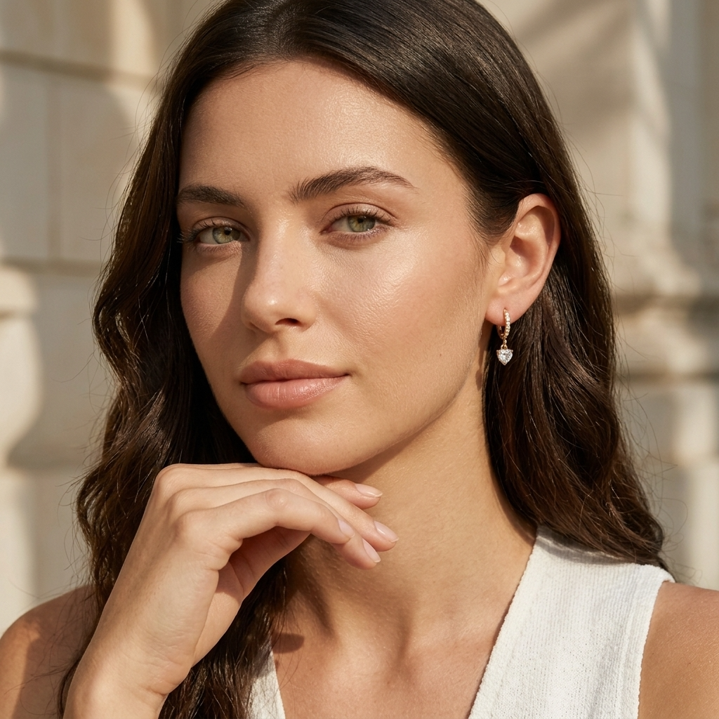 Aurélie Crystal Heart Gold Earrings - Joie d’Or