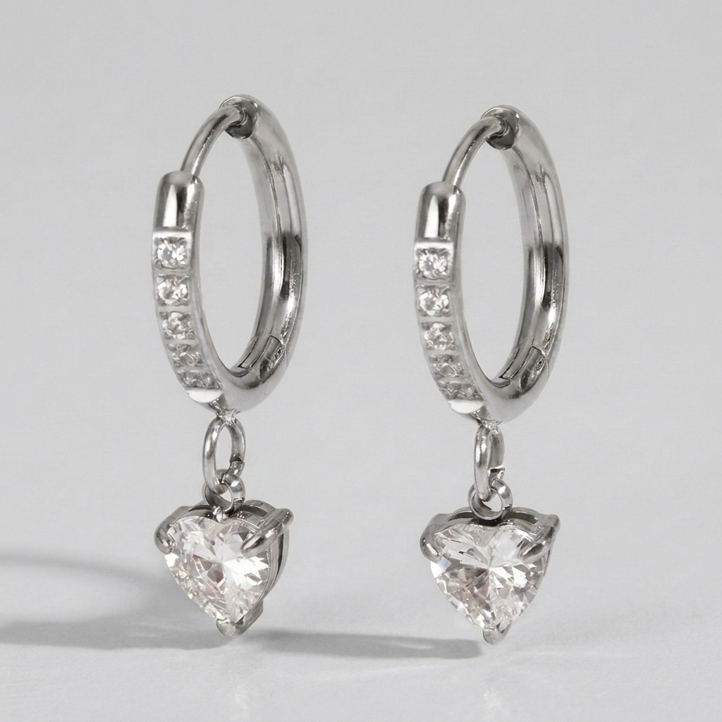 Aurélie Crystal Heart Silver Earrings - Joie d’Or