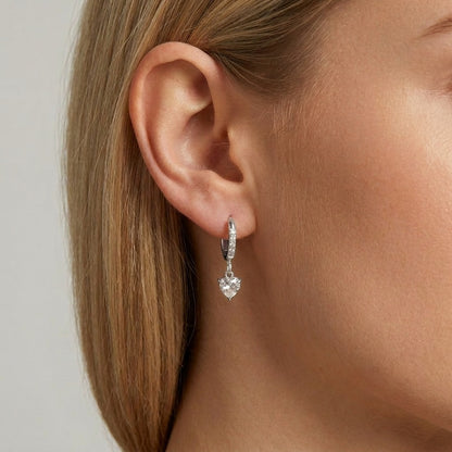 Aurélie Crystal Heart Silver Earrings