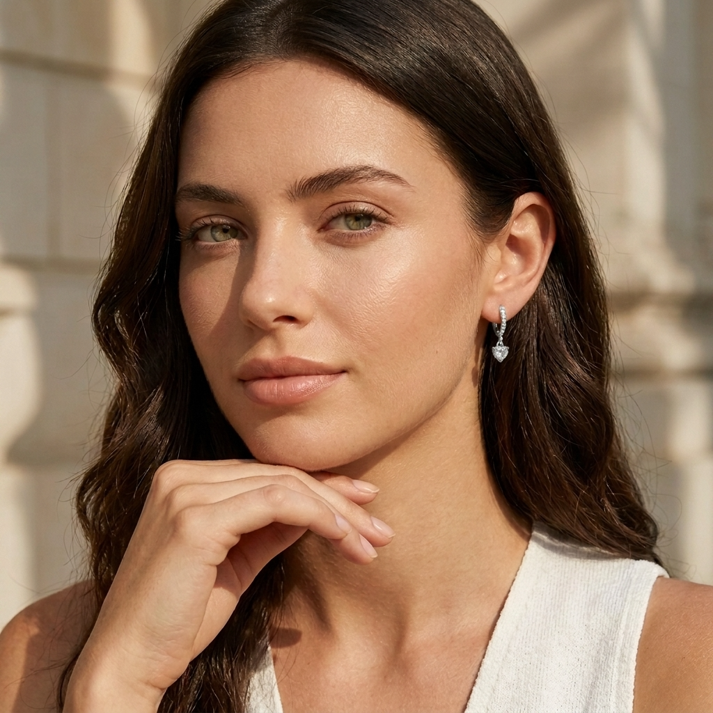 Aurélie Crystal Heart Silver Earrings - Joie d’Or