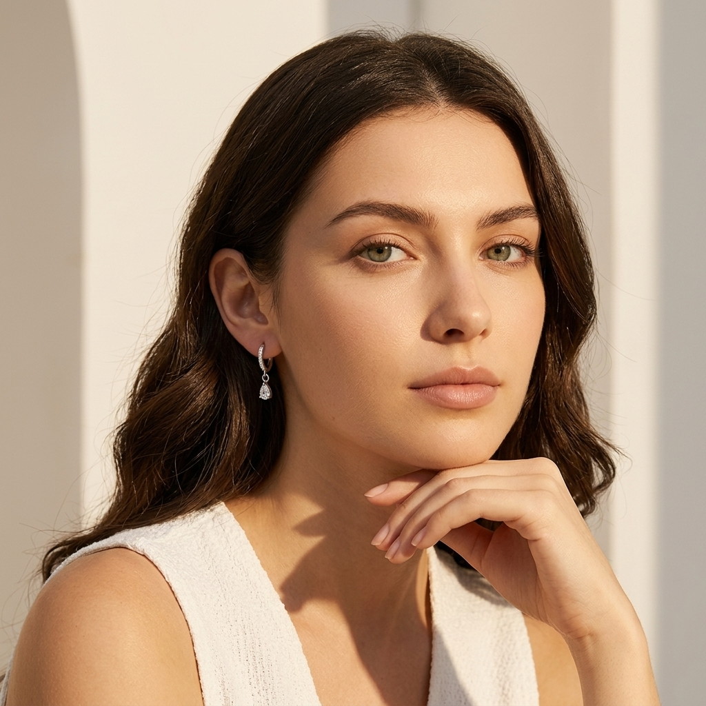 Aurélie Crystal Water Drop Silver Earrings