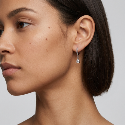 Aurélie Crystal Water Drop Silver Earrings