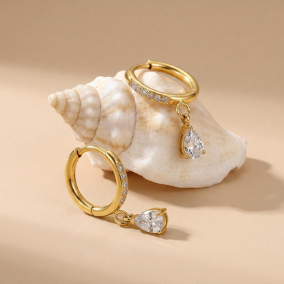Aurélie Crystal Water Drop Gold Earrings - Joie d’Or
