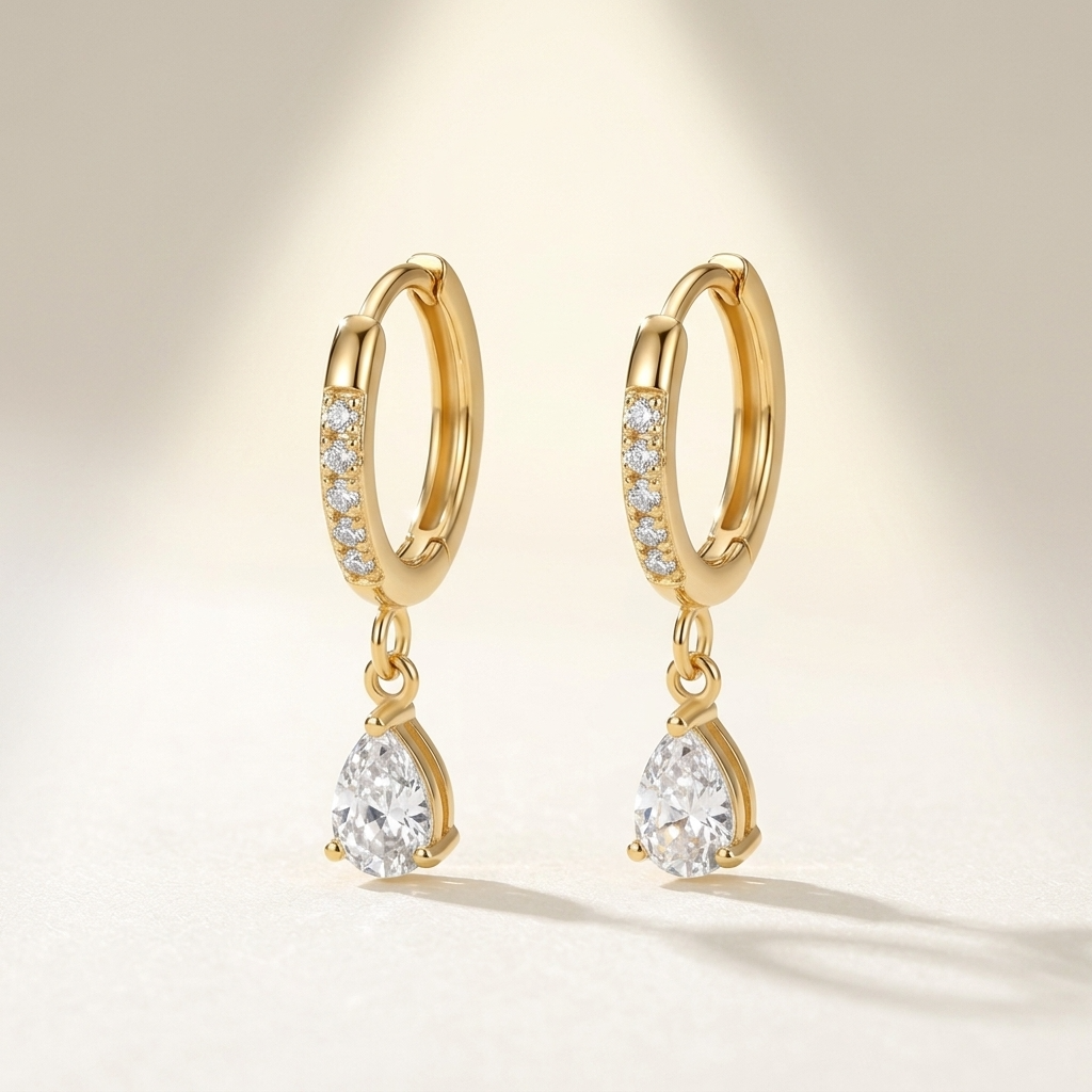 Aurélie Crystal Water Drop Gold Earrings - Joie d’Or