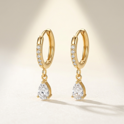 Aurélie Crystal Water Drop Gold Earrings - Joie d’Or