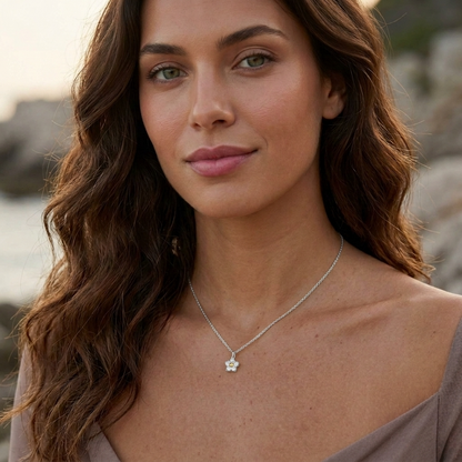 Céleste Crystal Flower Silver Necklace
