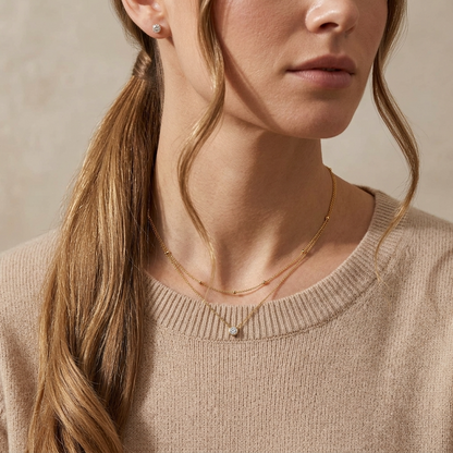 Amélie Layer Solitaire Gold Necklace