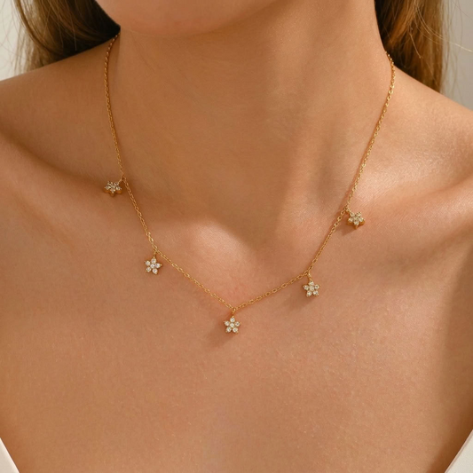 Aline Dainty Floral Gold Necklace