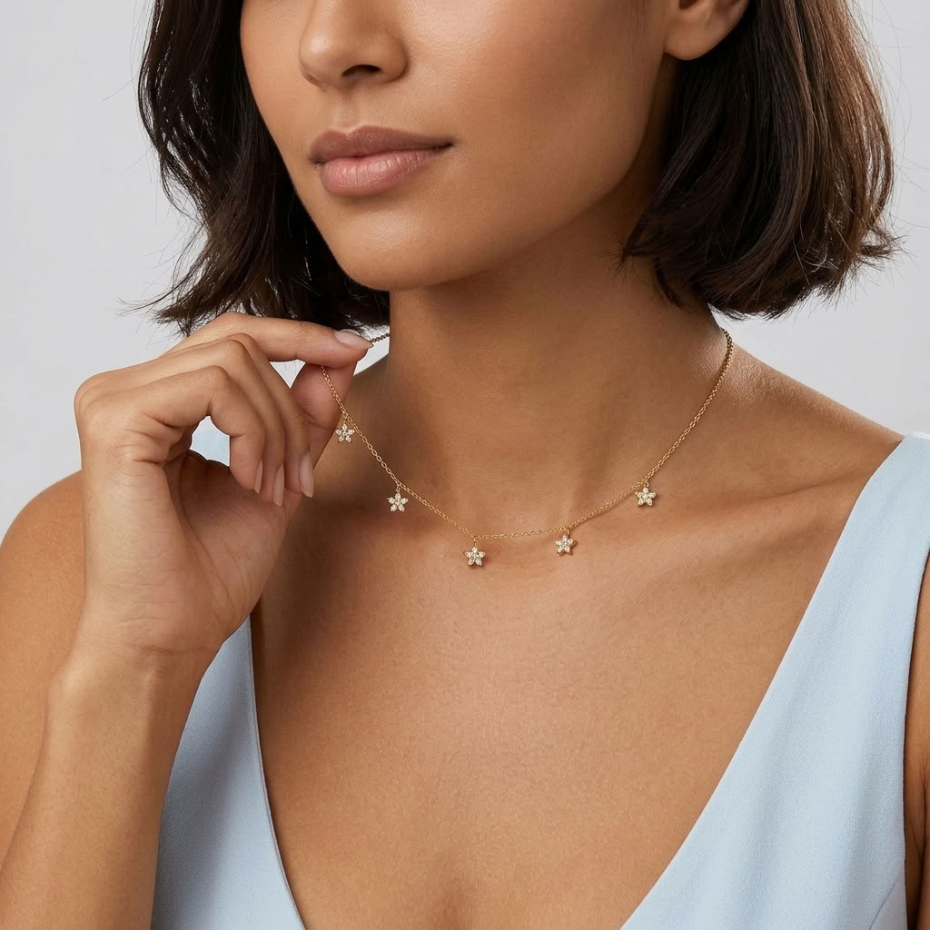 Aline Dainty Floral Gold Necklace - Joie d’Or