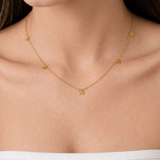 Bianca Dangle Bow Gold Necklace