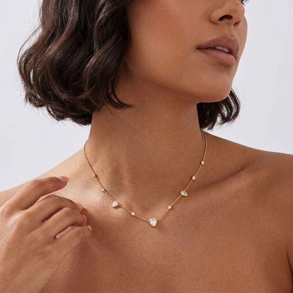 Lucie Pear Station Gold Necklace - Joie d’Or
