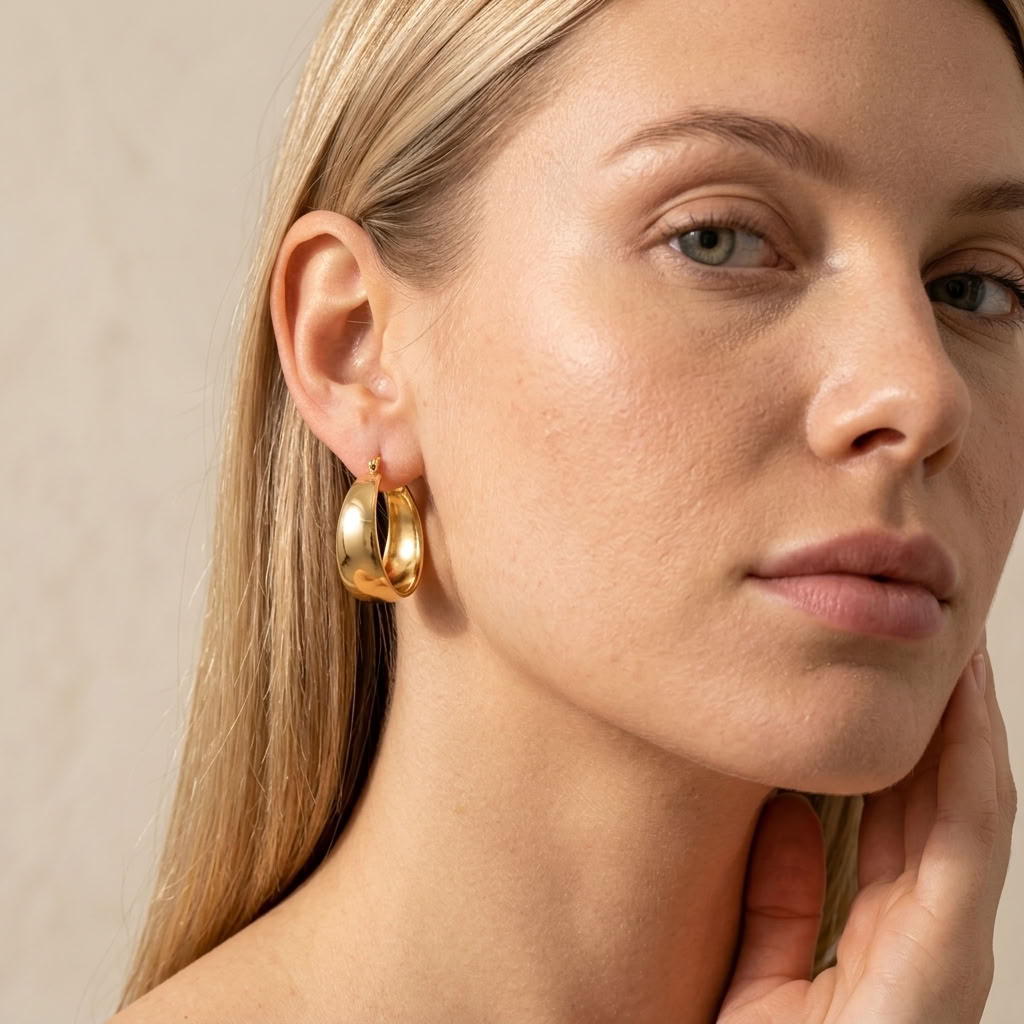 Vivienne Wide Arc Gold Earrings - Joie d’Or