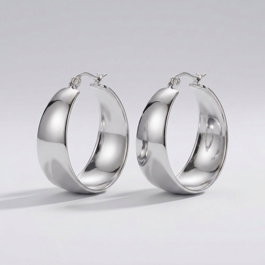 Vivienne Wide Arc Silver Earrings
