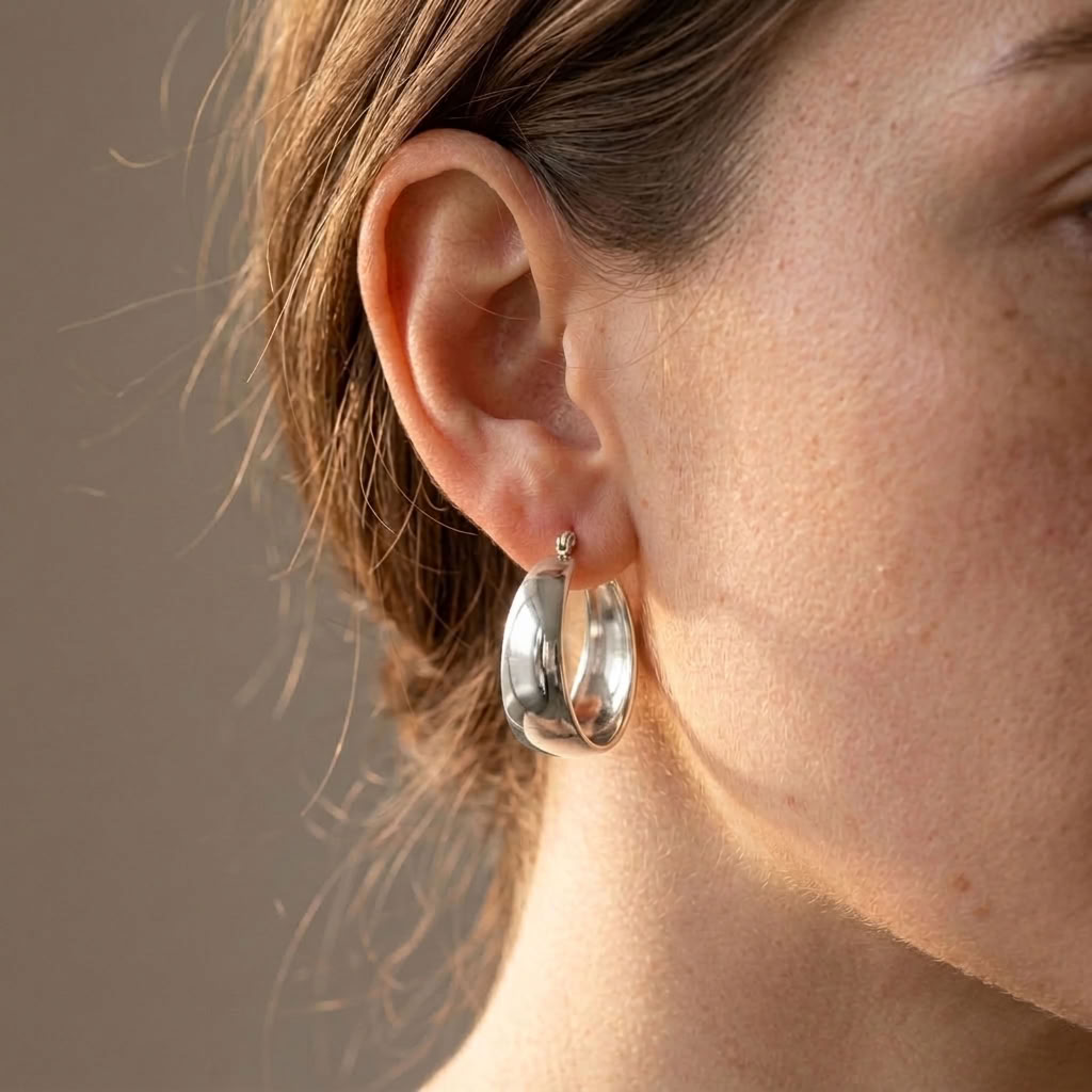 Vivienne Wide Arc Silver Earrings