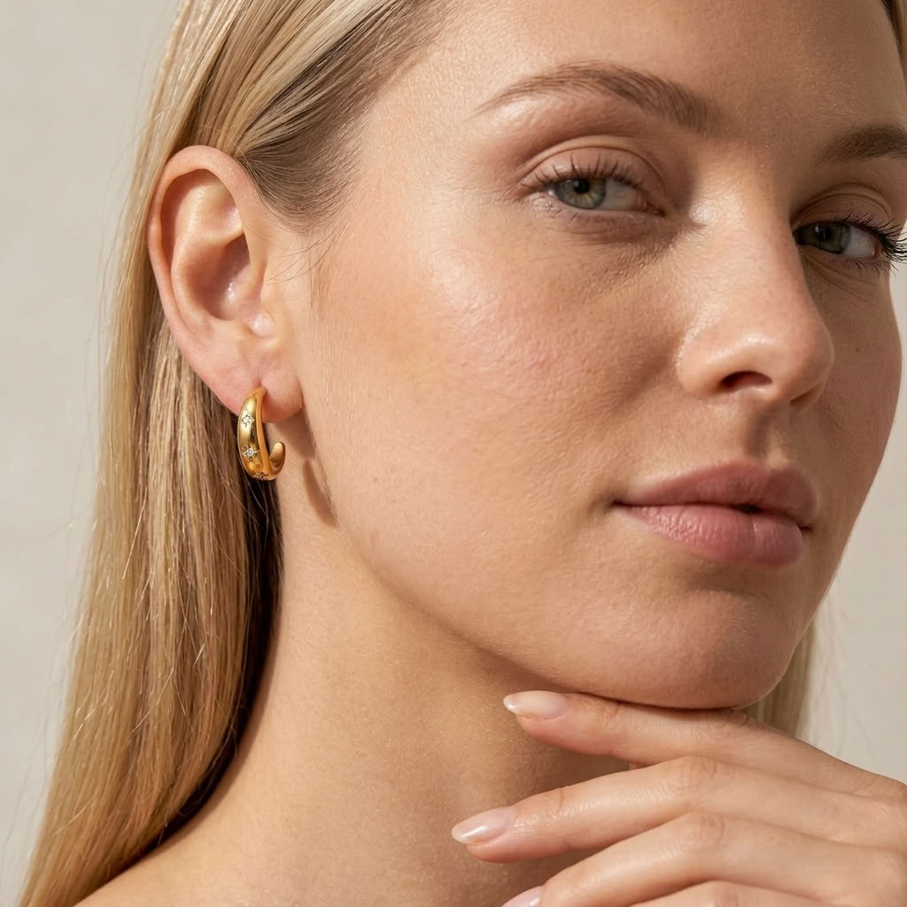 Luna Star Crescent Gold Earrings