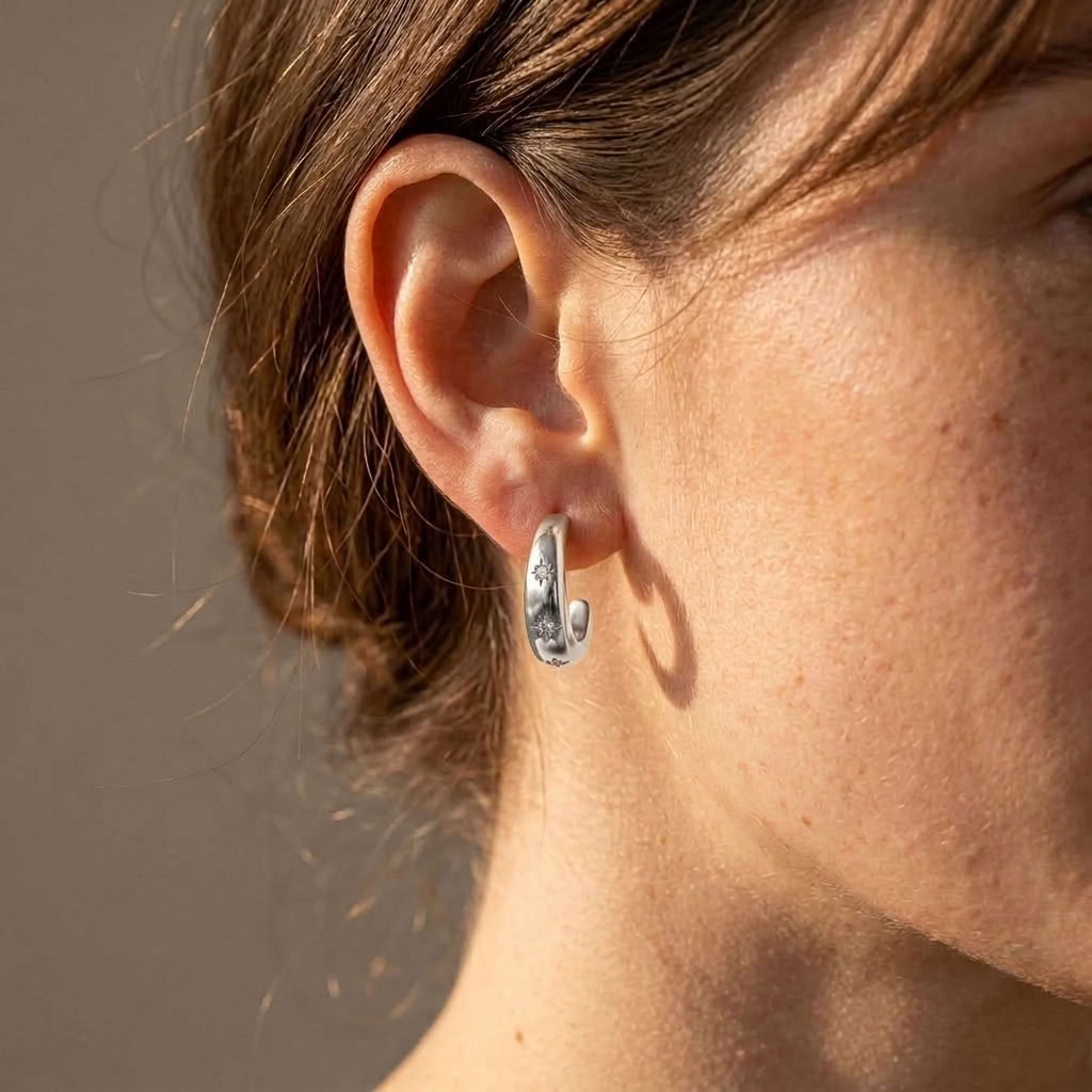 Luna Star Crescent Silver Earrings