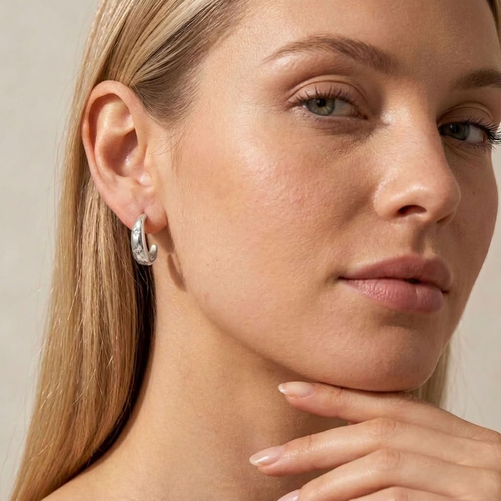 Luna Star Crescent Silver Earrings - Joie d’Or