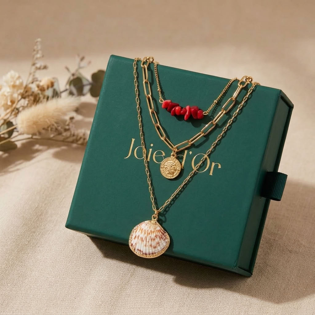 Calla Layered Shell Gold Necklace