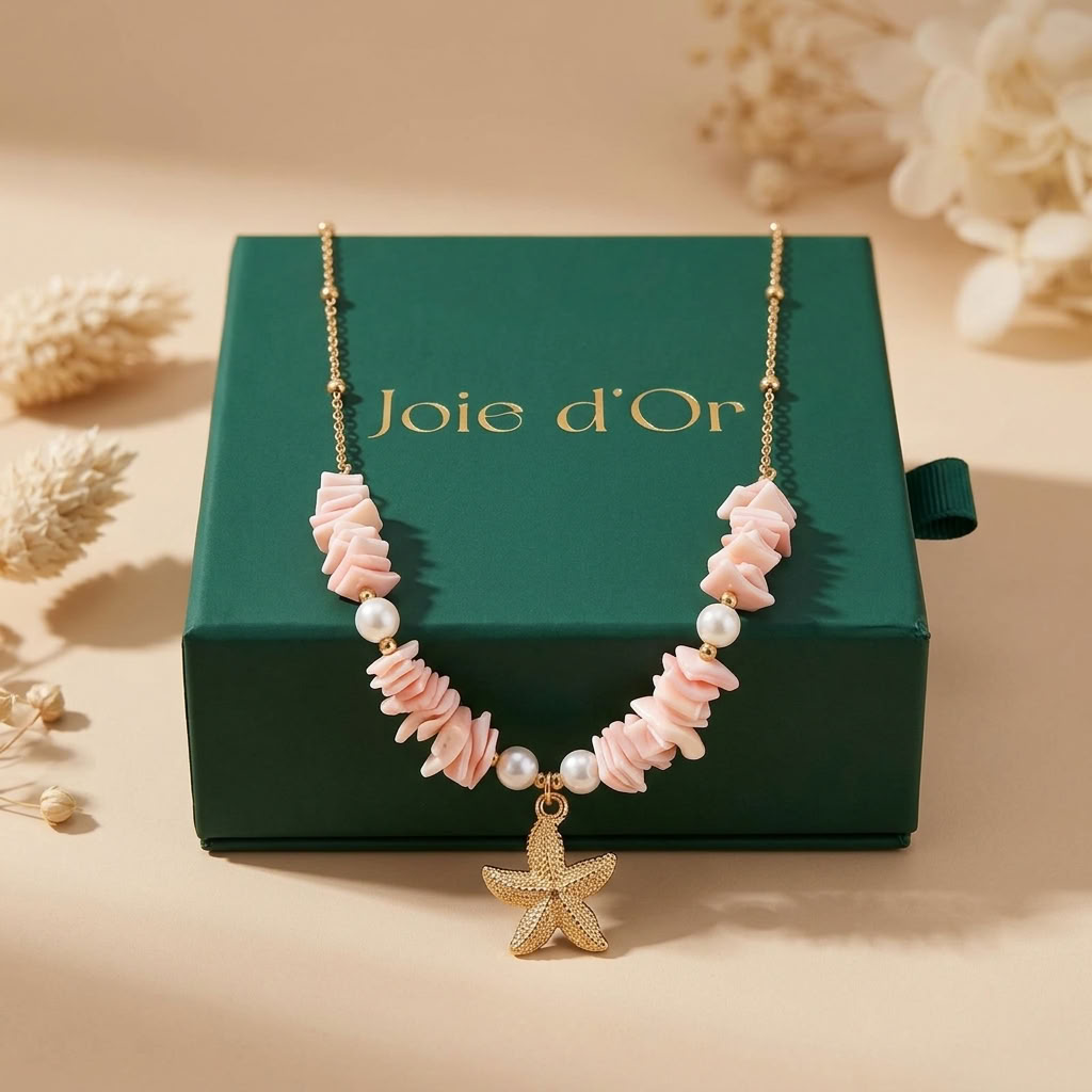 Solana Pink Shell Gold Necklace